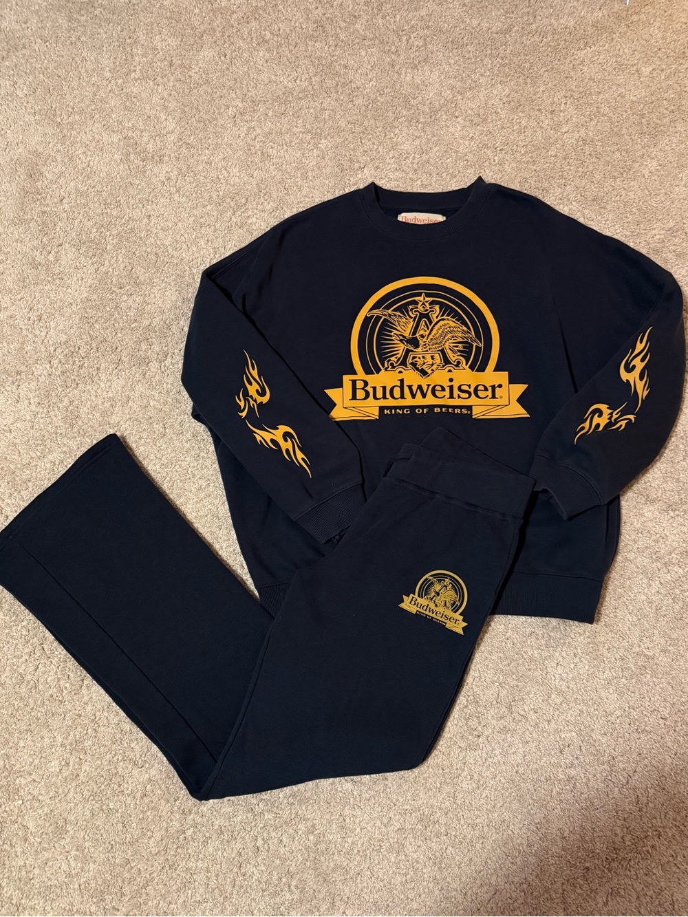 PacSun Navy Sweatshirt and Sweatpants with Yellow Logo